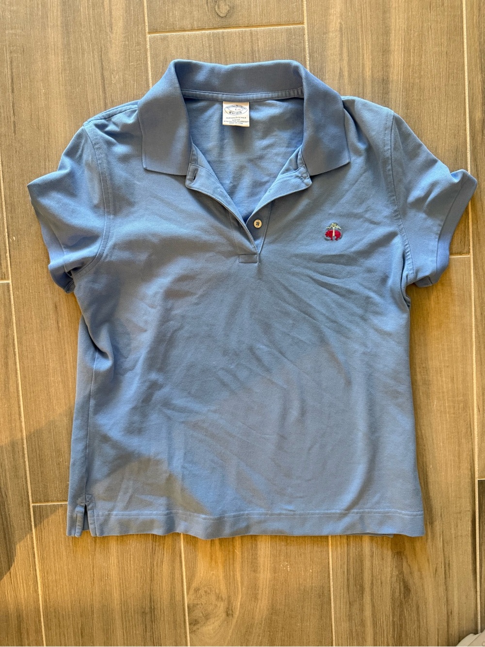 Brooks Brothers Light Blue Performance Polo with Golden Fleece Logo Size L